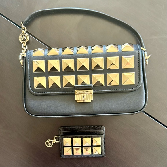 Black and Gold Studded Michael Kors Bag - Picture 3 of 5